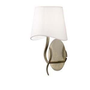 *## Ninette Wall Lamp Switched 1 Light E14, Antique Brass With Ivory White Shade