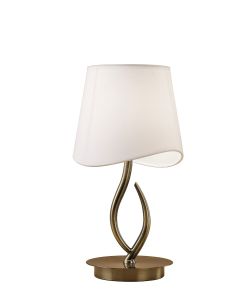 *#### Ninette Table Lamp 1 Light E14 Small, Antique Brass With Ivory White Shade