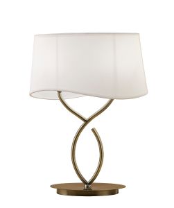 *## Ninette Table Lamp 2 Light E14 Large, Antique Brass With Ivory White Shade