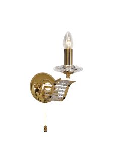 Niobe Wall Lamp Switched 1 Light E14 French Gold/Crystal