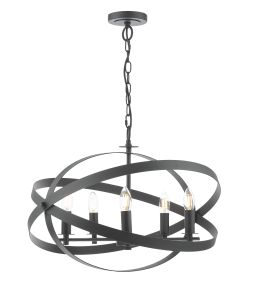 Nitya 5 Light E14 Matt Black Adjustable Pendant