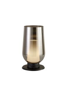 Nora Table Lamp, 1 Light E27, Black/Black Marble/Chrome Glass With Frosted Inner