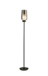 Nora Floor Lamp, 1 Light E27, Black/Black Marble/Chrome Glass With Frosted Inner