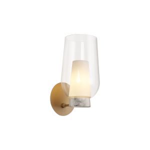 Nora Wall Lamp, 1 Light E27, Gold/White/Clear Glass With Frosted Inner