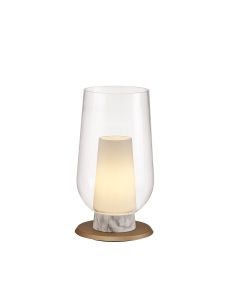 Nora Table Lamp, 1 Light E27, Gold/White/Clear Glass With Frosted Inner