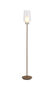Nora Floor Lamp, 1 Light E27, Gold/White/Clear Glass With Frosted Inner