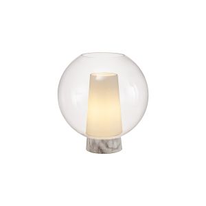 Nora Ball Table Lamp, 1 Light E27, Gold/White/Clear Glass