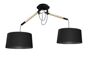 Nordica Linear Pendant With Black Shade 2 Light E27, Matt Black/Beech With Black Shades