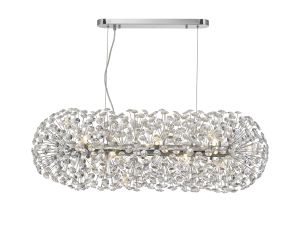 Riptor Oblong Linear Pendant 10 Light G9 Polished Chrome / Crystal (28 extra sets of crystal)