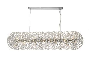 Riptor Oblong Linear Pendant 14 Light G9 Polished Chrome / Crystal (44 extra sets of crystal)