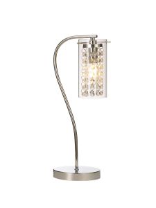 Pqube Table Lamp Switched, 1 x E14, Polished Chrome / Crystal / Glass