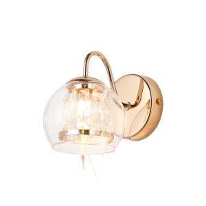 Puro Wall Lamp, 1 Light G9, IP44, French Gold/Clear Glass/Clear Crystal