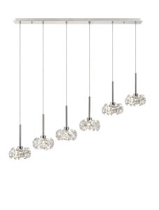 Riptor 6 Light G9 2m Linear Pendant With Polished Chrome And Crystal Shade