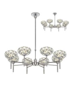Riptor 8 Light G9 Telescopic Light With Polished Chrome And Crystal Shade