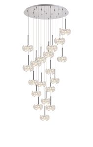 Riptor 19 Light G9 3.5m Round Multiple Pendant With Polished Chrome And Crystal Shade, Item Weight: 19.4kg