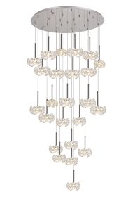Riptor 24 Light G9 5m Round Multiple Pendant With Polished Chrome And Crystal Shade, Item Weight: 25.2kg