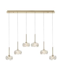 Riptor 6 Light G9 2m Linear Pendant With French Gold And Crystal Shade
