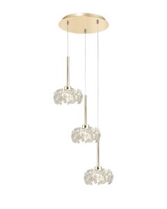 Riptor 3 Light G9 2m Round Pendant With French Gold And Crystal Shade