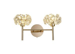 Riptor 2 Light G9 Switched Wall Lamp With French Gold And Crystal Shade
