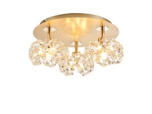 Riptor Round 3 Light G9 35cm Flush Light With French Gold And Crystal Shade