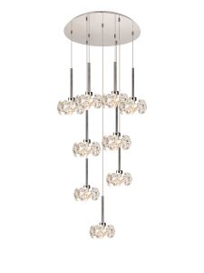 Riptor 9 Light G9 Universal 2.5m Round Multiple Pendant And Crystal Shade, Polished Chrome