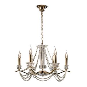Diyas IL30726 Nydia Pendant 6 Light French Gold/Crystal