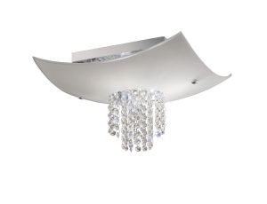 Nyla Square Flush Ceiling 5 Light E14 Polished Chrome/Glass/Crystal