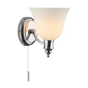 DAR OBO0750 Oboe Single Wall Light Bathroom Polished Chrome/Frosted Glass Finish Switched