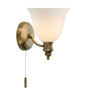 DAR OBO0775 Oboe Single Wall Light Bathroom Antique Brass/Frosted Glass Finish Switched