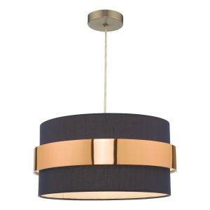 Oki E27 Non Electric Navy Blue Cotton Shade With Copper Band Finish (Shade Only)