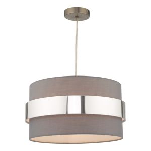 Oki E27 Non Electric Grey Cotton Shade With Polished Chrome Band Finish (Shade Only)