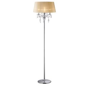 Olivia Floor Lamp With Soft Bronze Shade 3 Light E14 Polished Chrome/Crystal, NOT LED/CFL Compatible