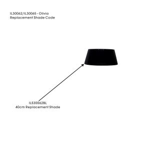 Olivia Organza Table Lamp Shade Black For IL30062/65, 330/400mmx180mm