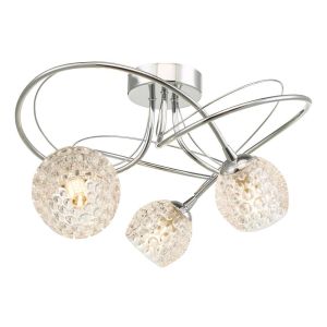 Onawa 3 Light G9 Polished Chrome Semi Flush Ceiling Fitting C/W Dimpled Glass Shades