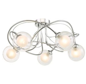 Onawa 5 Light G9 Polished Chrome Semi Flush Ceiling Fitting C/W Clear/Opal Glass Shades