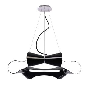 Ora 73cm Pendant 6 Flat Round Light E27, Gloss Black/White Acrylic/Polished Chrome, CFL Lamps INCLUDED