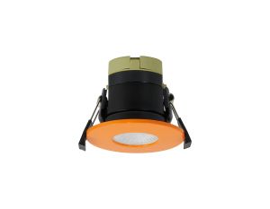 Orbio 8W, 90mA, Dimmable CCT LED Fire Rated Downlight, Orange Fascia, Cut Out: 70mm, 900lm, 60° Deg, IP65 DRIVER INC. 5yrs Warranty