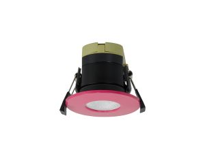 Orbio 8W, 90mA, Dimmable CCT LED Fire Rated Downlight, Pink Fascia, Cut Out: 70mm, 900lm, 60° Deg, IP65 DRIVER INC. 5yrs Warranty