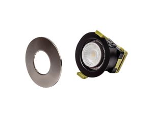 Orbio 8W, 90mA, Dimmable CCT LED Fire Rated Downlight, Satin Nickel Fascia, Cut Out: 70mm, 900lm, 60° Deg, IP65 DRIVER INC. 5yrs Warranty