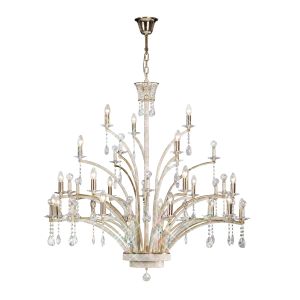 Orlando 125cm Pendant 21 Light E14 French Gold/Crystal (Pallet Shipment Only), (ITEM REQUIRES CONSTRUCTION/CONNECTION) Item Weight: 30kg