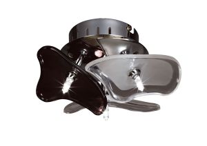 Otto Ceiling/Wall 3 Light G4 Round, Polished Chrome/Frosted Glass/Black Glass, NOT LED/CFL Compatible