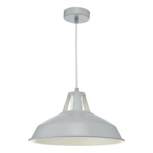 Owain 1 Light E27 Grey Adjustable Pendant With Ccrain Inner