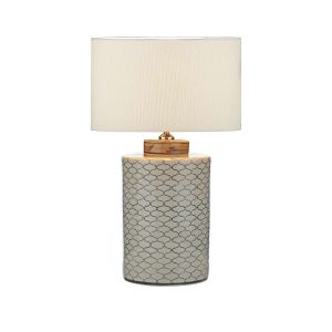 Paxton 1 Light E27 Table Lamp Ccrain With Brown With Inline Switch C/W Delta Ivory Cotton 38cm Drum Shade