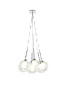 Penton Cluster Pendant 1.5m, 7 x G9, Polished Chrome/Clear/Frosted Type G Shade