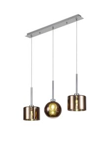 Penton Linear Pendant 2m, 3 x G9, Polished Chrome/Copper/Frosted Type C,G Shade