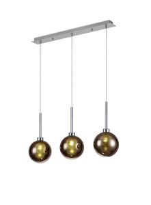 Penton Linear Pendant 2m, 3 x G9, Polished Chrome/Copper/Frosted Type G Shade