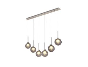 Penton Linear Pendant 2m, 6 x G9, Polished Chrome/Smoked/Frosted Type G Shade