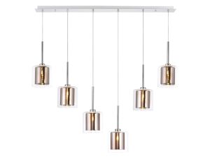 Penton Linear Pendant 2m, 6 x G9, Polished Chrome/Copper/Clear Type H Shade