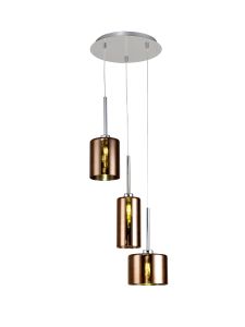 Penton Round Pendant 2m, 3 x G9, Polished Chrome/Copper Type A,B,C Shade