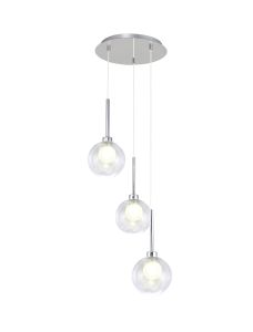 Penton Round Pendant 2m, 3 x G9, Polished Chrome/Clear/Frosted Type G Shade